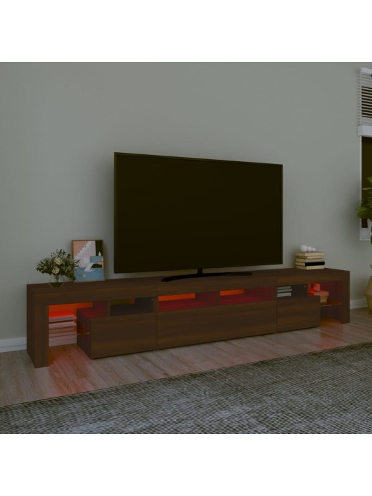 TV-taso LED-valoilla ruskea tammi 230x36,5x40 cm