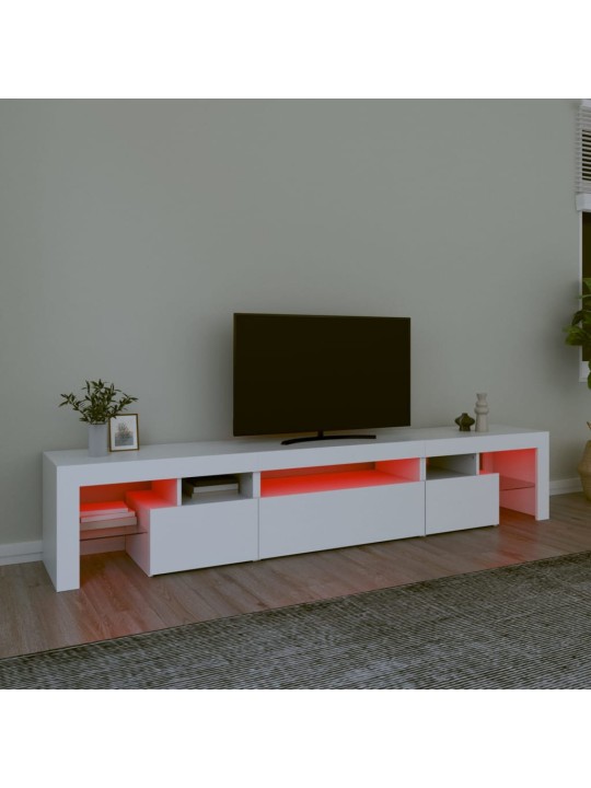 TV-taso LED-valoilla valkoinen 215x36,5x40 cm