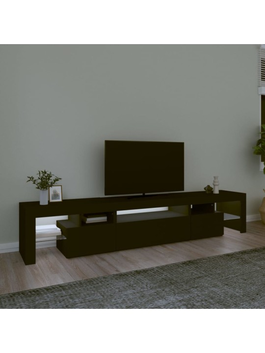 TV-taso LED-valoilla musta 215x36,5x40 cm