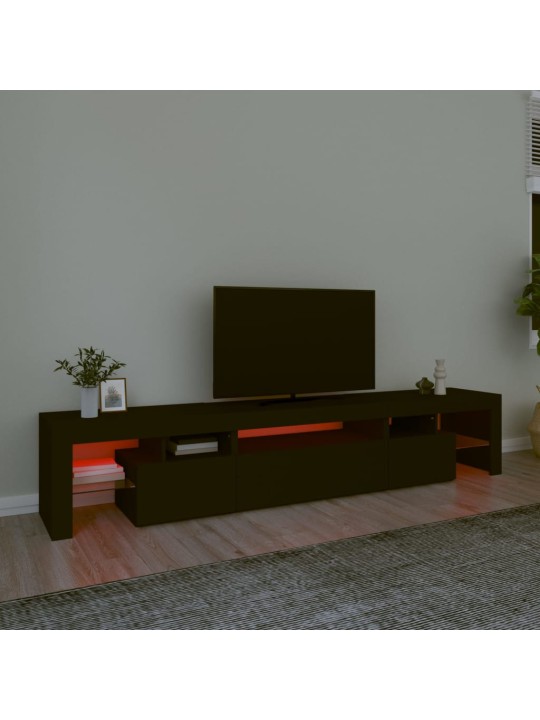 TV-taso LED-valoilla musta 215x36,5x40 cm