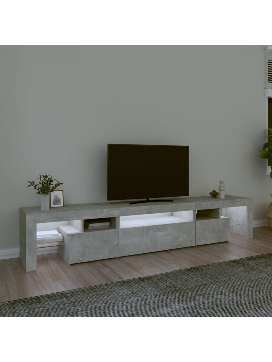 TV-taso LED-valoilla betoninharmaa 215x36,5x40 cm