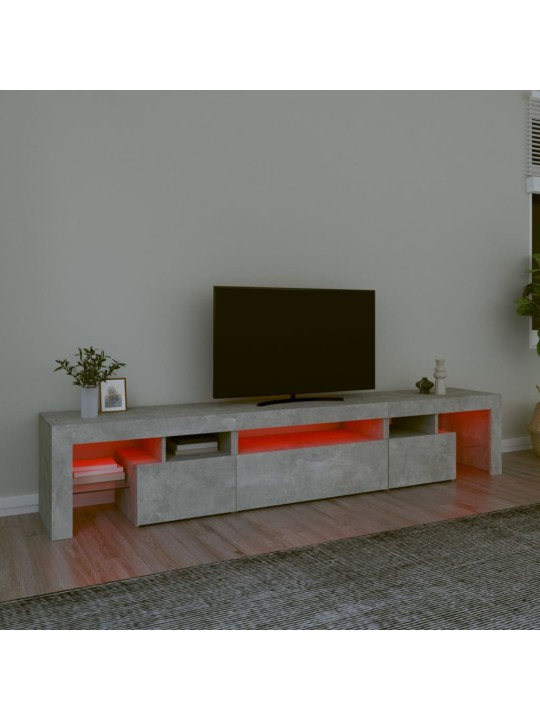 TV-taso LED-valoilla betoninharmaa 215x36,5x40 cm