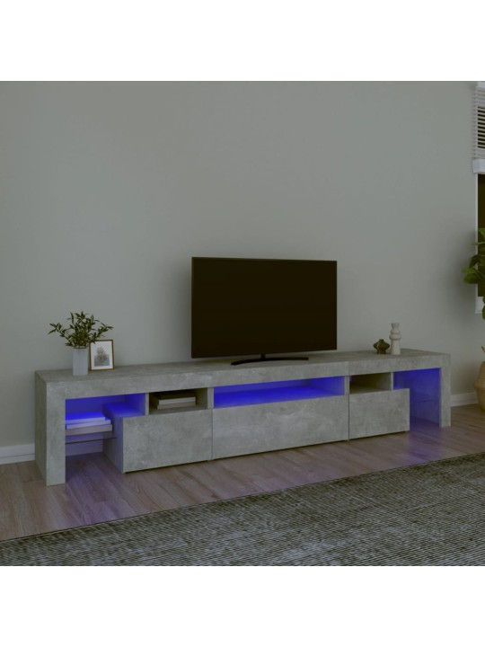 TV-taso LED-valoilla betoninharmaa 215x36,5x40 cm