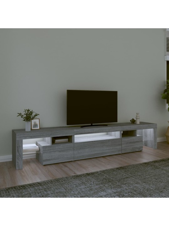 TV-taso LED-valoilla harmaa Sonoma 215x36,5x40 cm