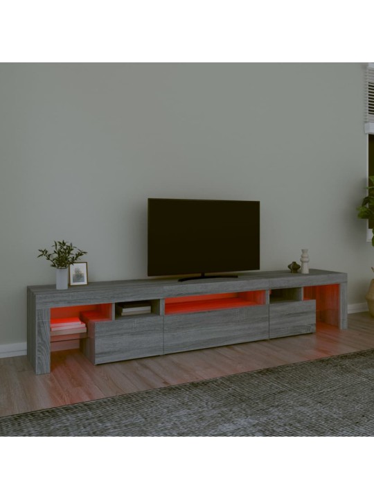 TV-taso LED-valoilla harmaa Sonoma 215x36,5x40 cm