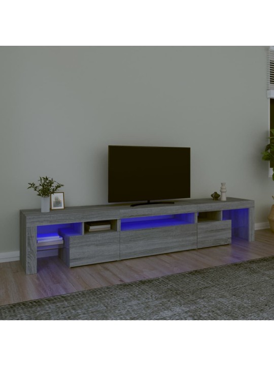 TV-taso LED-valoilla harmaa Sonoma 215x36,5x40 cm