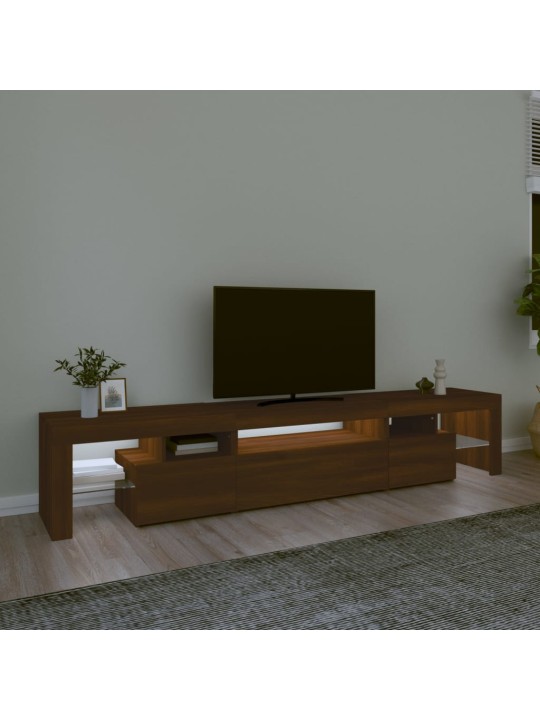 TV-taso LED-valoilla ruskea tammi 215x36,5x40 cm