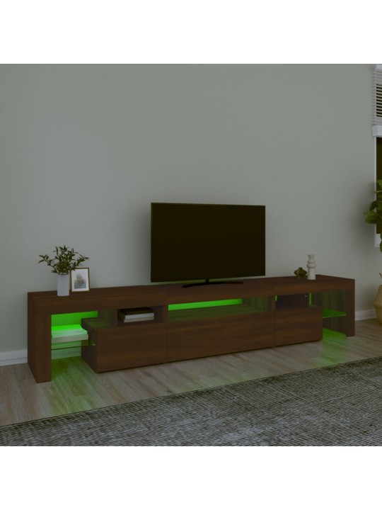 TV-taso LED-valoilla ruskea tammi 215x36,5x40 cm