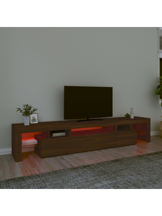 TV-taso LED-valoilla ruskea tammi 215x36,5x40 cm