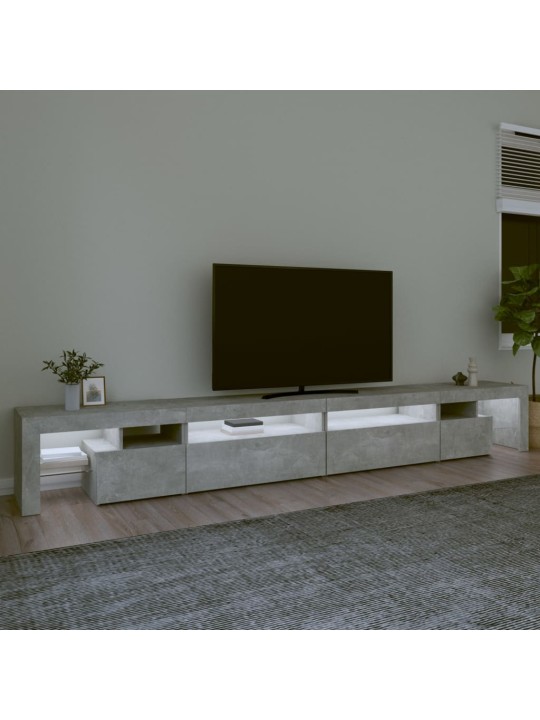 TV-taso LED-valoilla betoninharmaa 290x36,5x40 cm