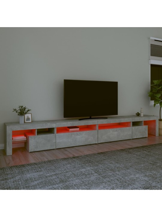 TV-taso LED-valoilla betoninharmaa 290x36,5x40 cm