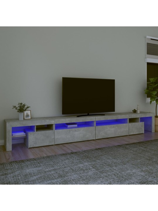 TV-taso LED-valoilla betoninharmaa 290x36,5x40 cm