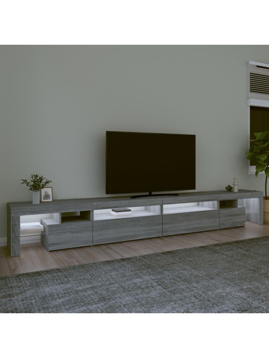 TV-taso LED-valoilla harmaa Sonoma 290x36,5x40 cm