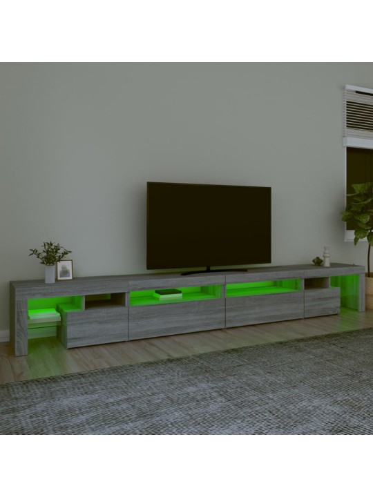 TV-taso LED-valoilla harmaa Sonoma 290x36,5x40 cm