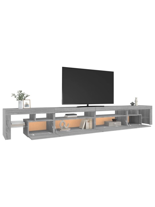 TV-taso LED-valoilla harmaa Sonoma 290x36,5x40 cm