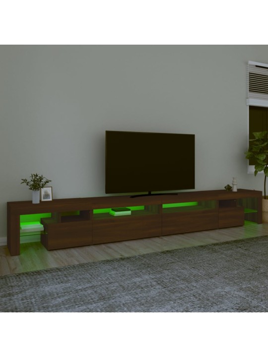 TV-taso LED-valoilla ruskea tammi 290x36,5x40 cm