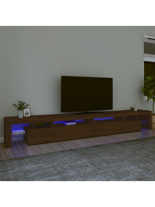 TV-taso LED-valoilla ruskea tammi 290x36,5x40 cm