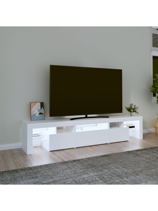 TV-taso LED-valoilla valkoinen 200x36,5x40 cm