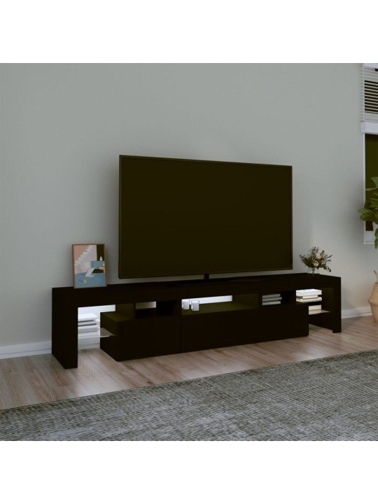 TV-taso LED-valoilla musta 200x36,5x40 cm