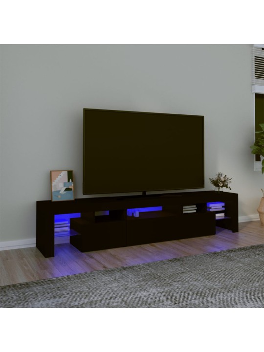 TV-taso LED-valoilla musta 200x36,5x40 cm