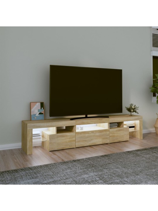 TV-taso LED-valoilla Sonoma-tammi 200x36,5x40 cm