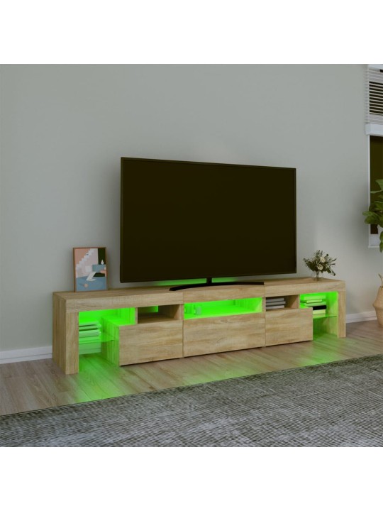 TV-taso LED-valoilla Sonoma-tammi 200x36,5x40 cm