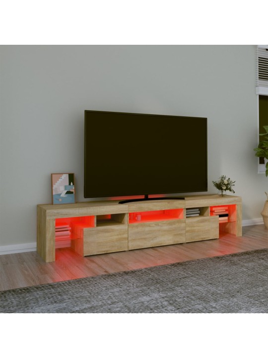 TV-taso LED-valoilla Sonoma-tammi 200x36,5x40 cm