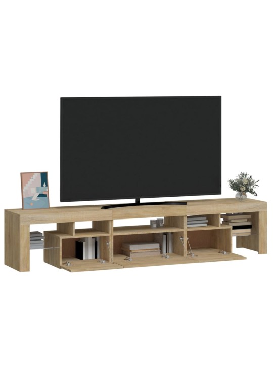 TV-taso LED-valoilla Sonoma-tammi 200x36,5x40 cm