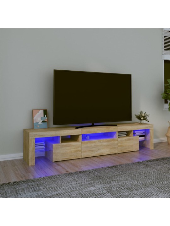 TV-taso LED-valoilla Sonoma-tammi 200x36,5x40 cm