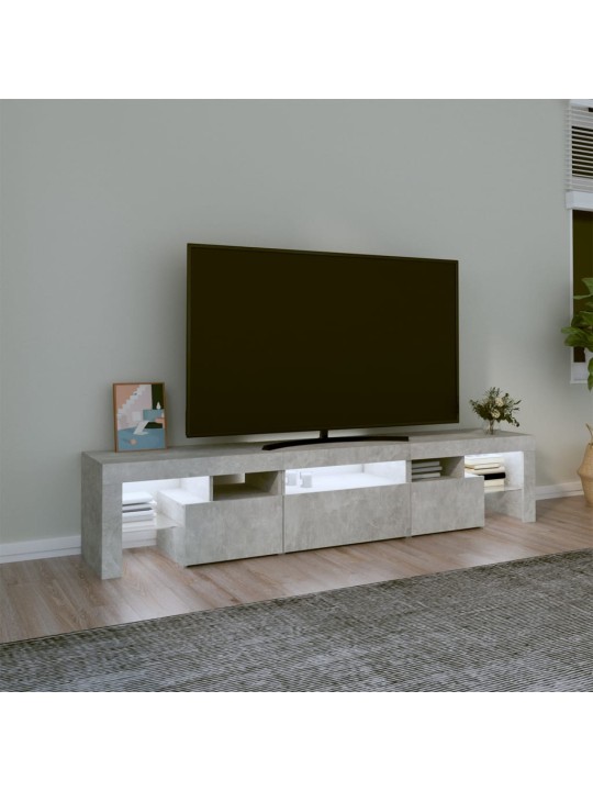 TV-taso LED-valoilla betoninharmaa 200x36,5x40 cm