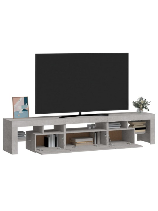 TV-taso LED-valoilla betoninharmaa 200x36,5x40 cm