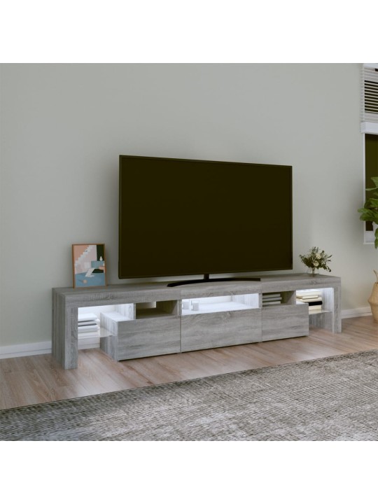 TV-taso LED-valoilla harmaa Sonoma 200x36,5x40 cm