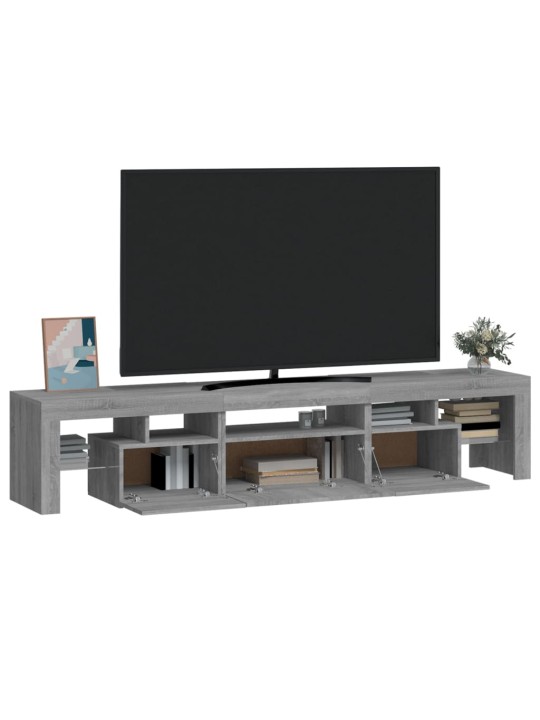 TV-taso LED-valoilla harmaa Sonoma 200x36,5x40 cm