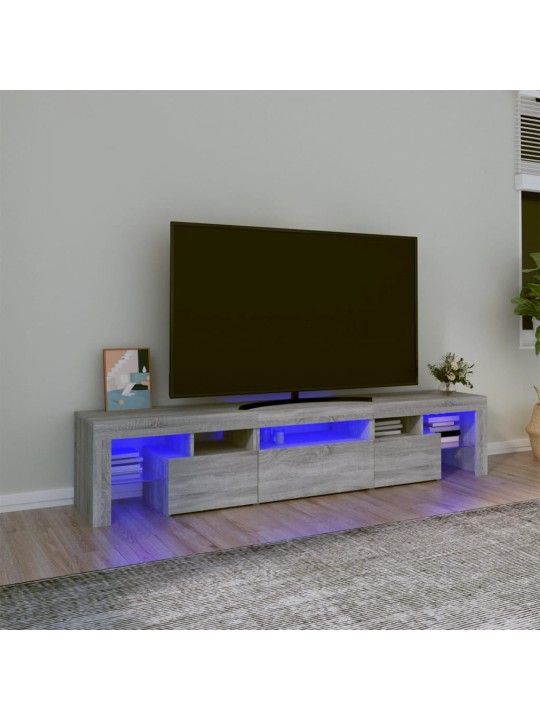 TV-taso LED-valoilla harmaa Sonoma 200x36,5x40 cm