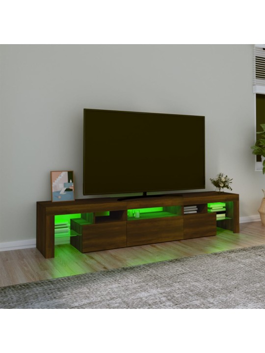 TV-taso LED-valoilla ruskea tammi 200x36,5x40 cm