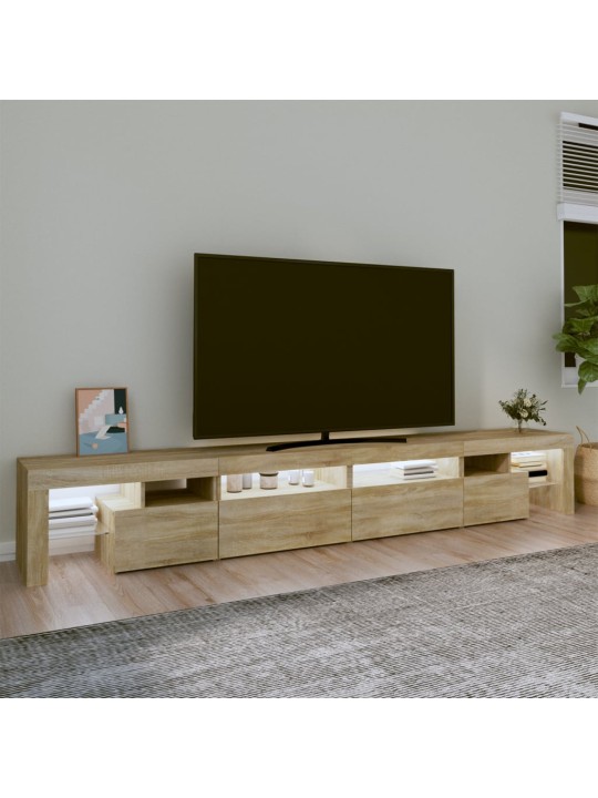 TV-taso LED-valoilla Sonoma-tammi 260x36,5x40 cm