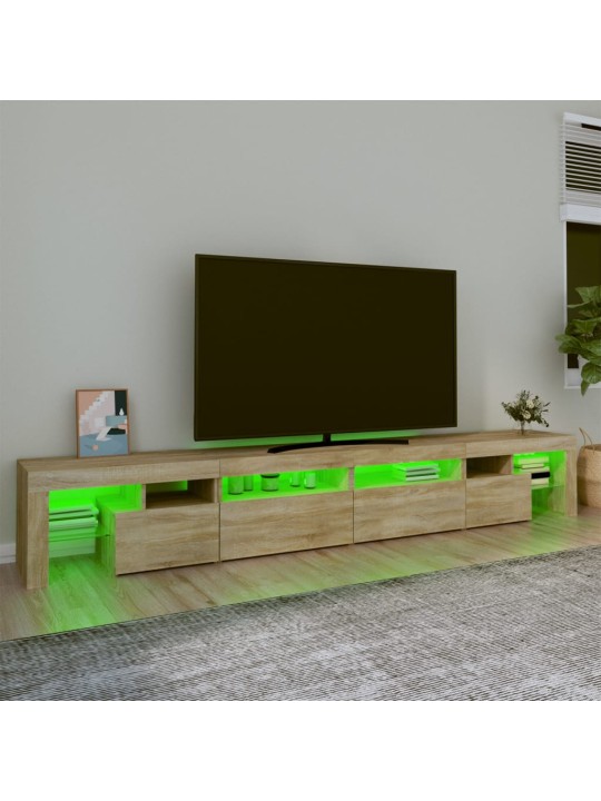 TV-taso LED-valoilla Sonoma-tammi 260x36,5x40 cm