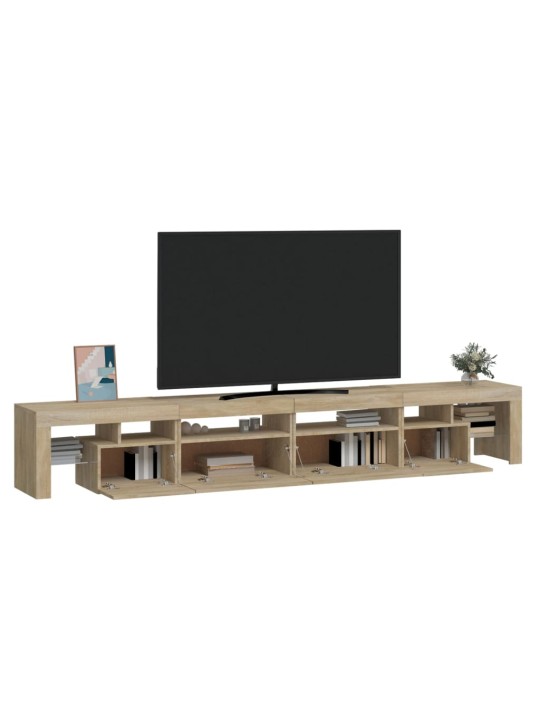 TV-taso LED-valoilla Sonoma-tammi 260x36,5x40 cm