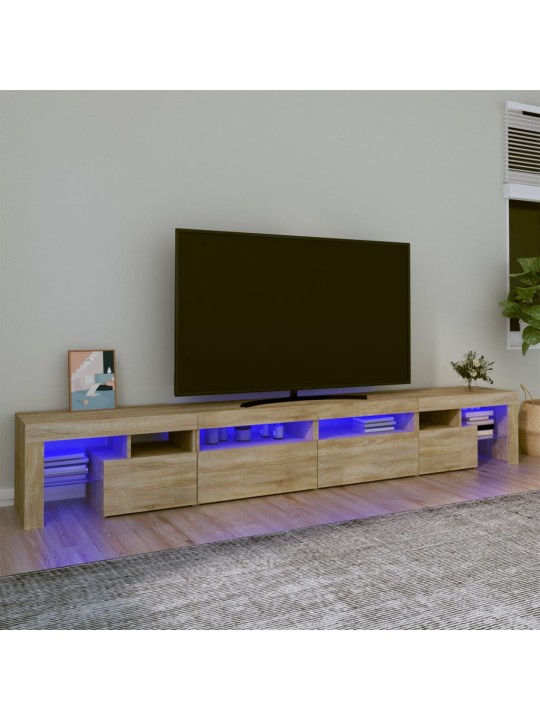 TV-taso LED-valoilla Sonoma-tammi 260x36,5x40 cm