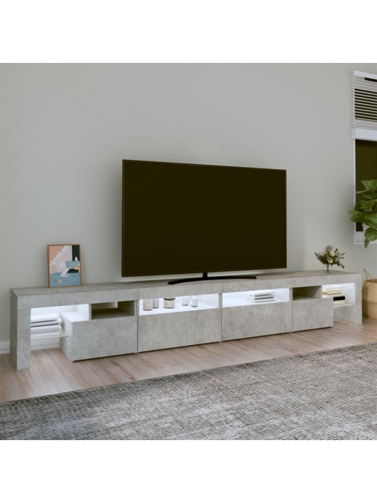 TV-taso LED-valoilla betoninharmaa 260x36,5x40 cm