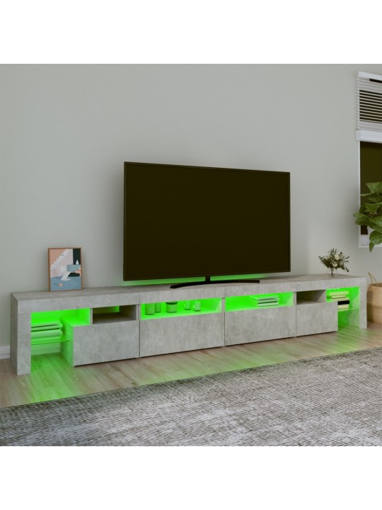 TV-taso LED-valoilla betoninharmaa 260x36,5x40 cm