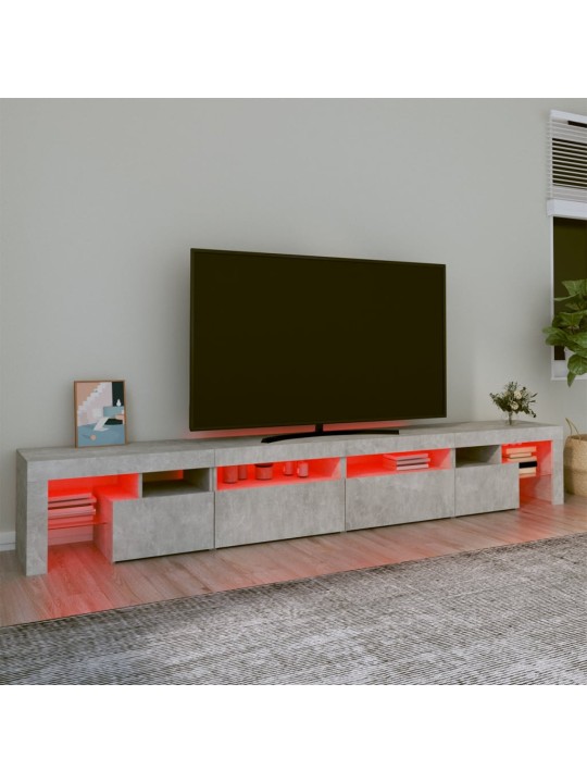 TV-taso LED-valoilla betoninharmaa 260x36,5x40 cm