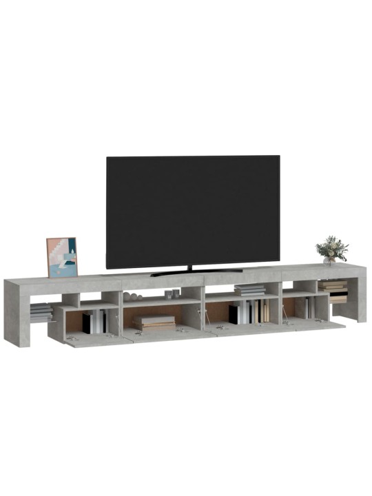 TV-taso LED-valoilla betoninharmaa 260x36,5x40 cm