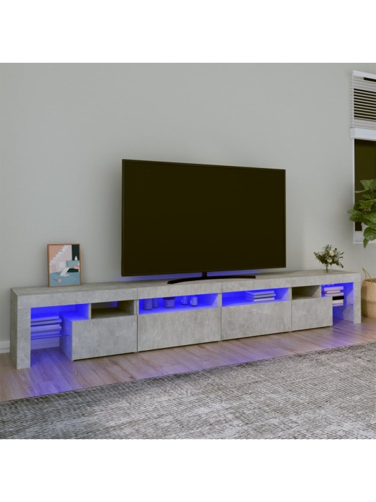 TV-taso LED-valoilla betoninharmaa 260x36,5x40 cm