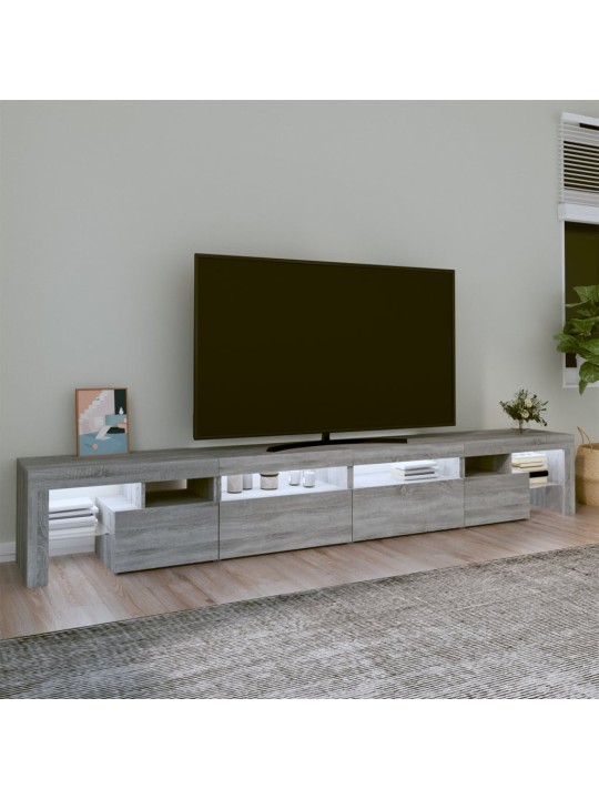 TV-taso LED-valoilla harmaa Sonoma 260x36,5x40 cm