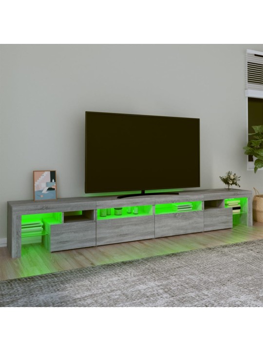 TV-taso LED-valoilla harmaa Sonoma 260x36,5x40 cm