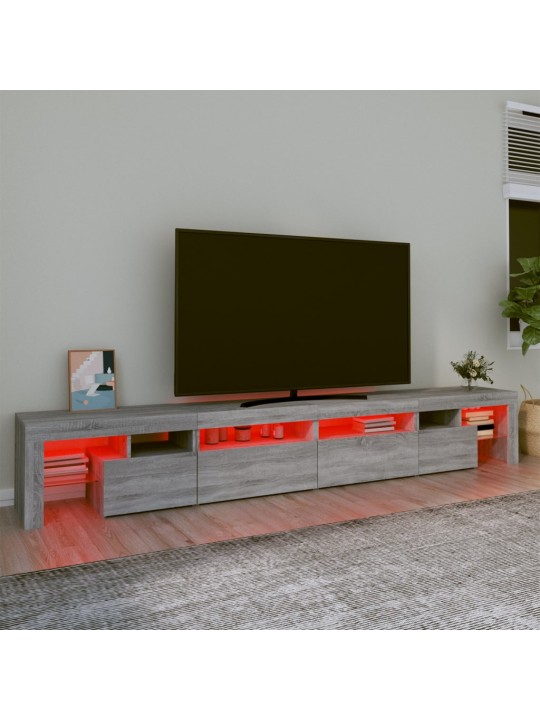 TV-taso LED-valoilla harmaa Sonoma 260x36,5x40 cm