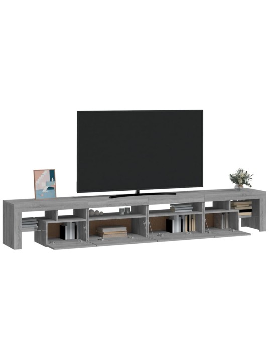 TV-taso LED-valoilla harmaa Sonoma 260x36,5x40 cm