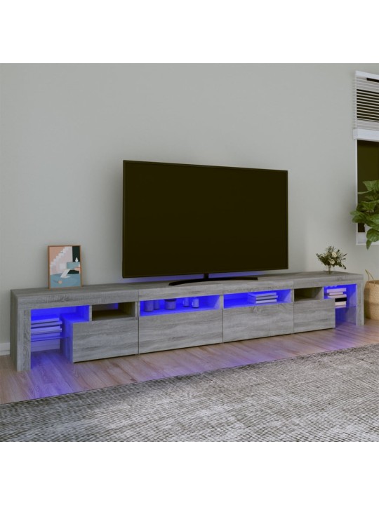 TV-taso LED-valoilla harmaa Sonoma 260x36,5x40 cm