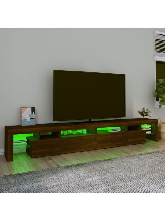 TV-taso LED-valoilla ruskea tammi 260x36,5x40 cm